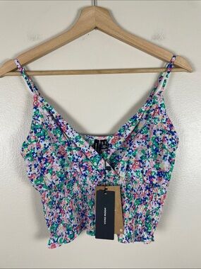 Vero Moda Pink Floral Smocked Cami Top. XS NEW